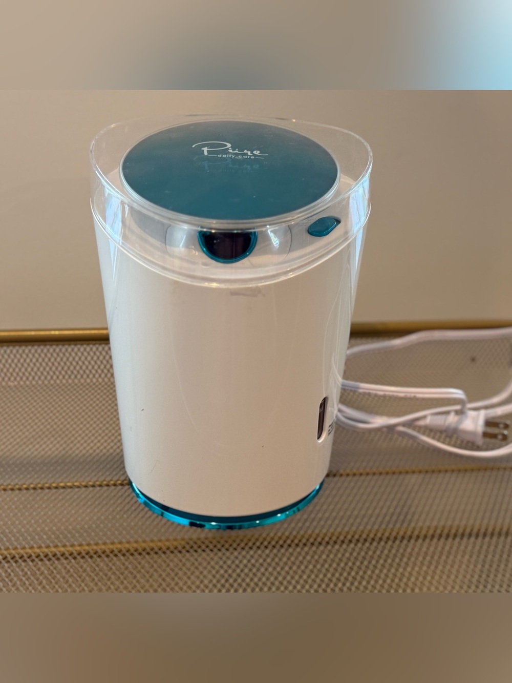 White and Teal Facial Steamer - Compact Skin Hydration Device